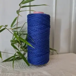 Bambus to-slået reb 3 mm 0,5 kg - Cobalt Blue - 3 mm