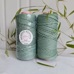 Bambus Braided 4 mm 0,5 kg - Arctic - Knyttesnor i Bambus