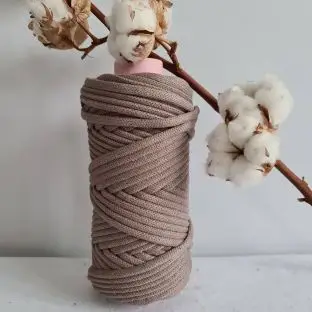 Recycled Bomuld Braided 5 mm 0,5 kg - Taupe - 5 mm