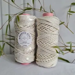 Bambus tre-slået reb 5 mm 0,5 kg - Natural - 5 mm