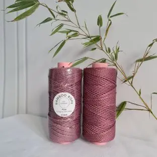 Bambus to-slået reb 3 mm 0,5 kg - Plum - 3 mm